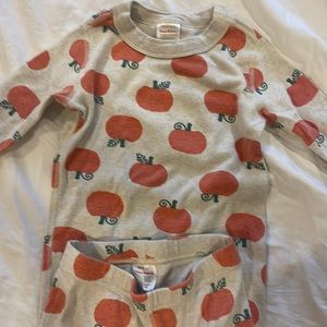 Hanna Andersson pumpkin long john pajamas in organic cotton.